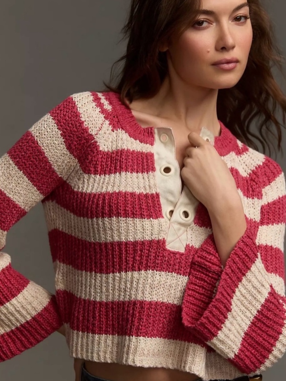 Anthropologie Pilcro Bell sleeve henley sweater XS